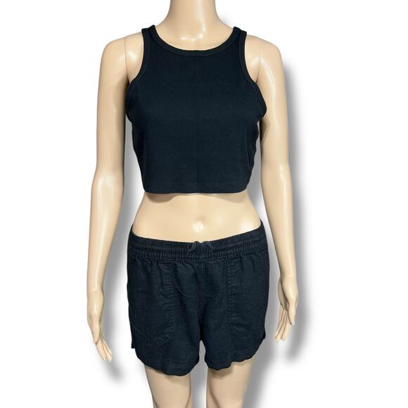 Wild Fable Womens Crop Top Tank Top Sleeveless Ribbed Black Stretchy Large - Picture 1 of 8